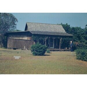 Kodak Slide 1950s Red Border Kodachrome Unknown Small Farmhouse & Couple
